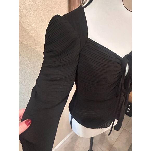 FRAME Square Neckline Long Sleeve Crop Top - S 2-4 - Picture 10 of 11